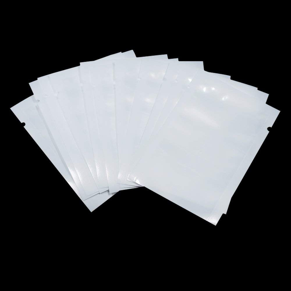 Pabck 100 Pack 6.3X9.4 Inch (Usable Size 5.9X9.05 Inch) White Clear Front Open Top 2.8Mil Plastic Vacuum Pouch Heat Sealable Bag